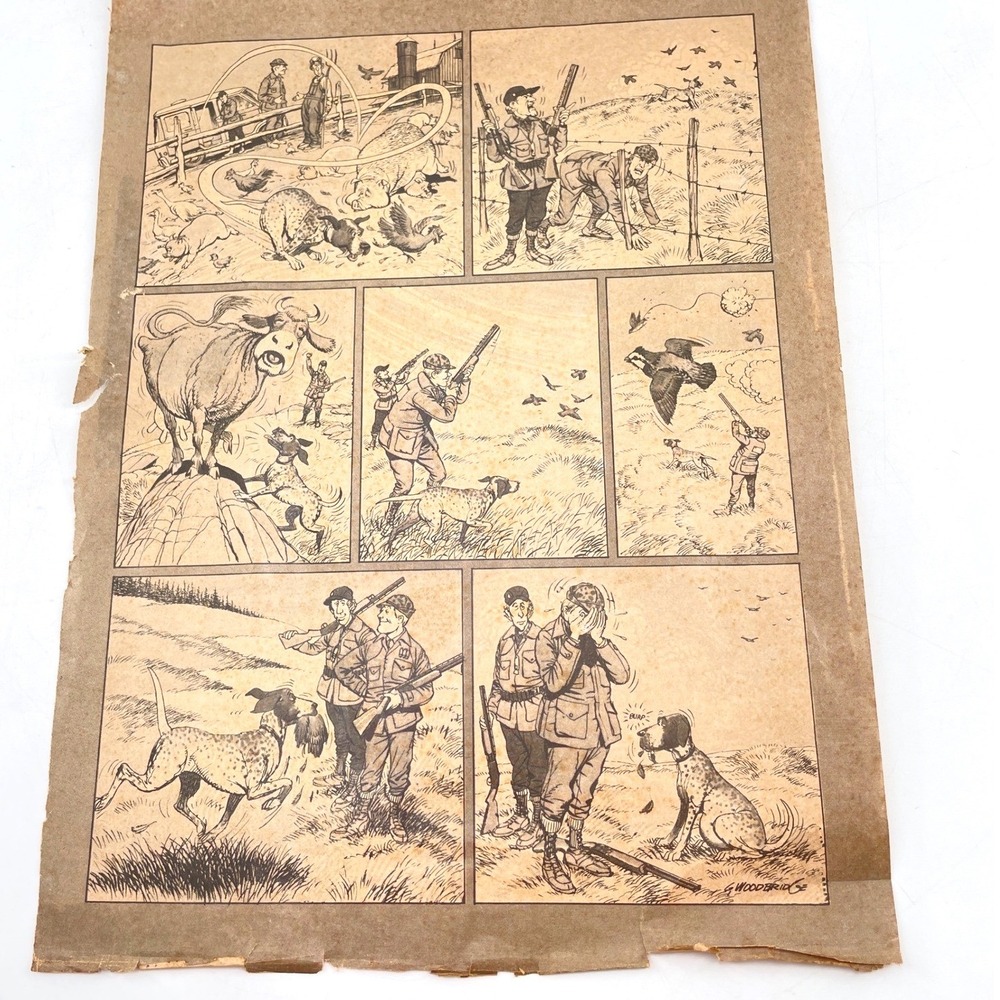 Vintage George Woodbridge Hunting Comic Strip Art Print Signed 8.5x11 Humor